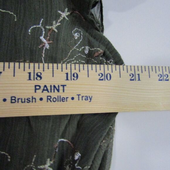 Dressbarn Woman Babydoll Top 2X Green Sheer Floral Embroidered Fairy Y2K Boho - Picture 9 of 13